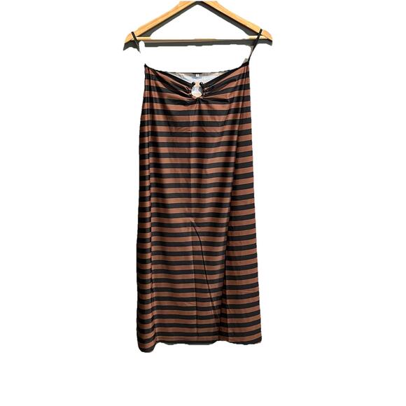 Johanna Ortiz Brown Black Stripes Anesha Women's Jersey Maxi Skirt Size 4 - Picture 1 of 5